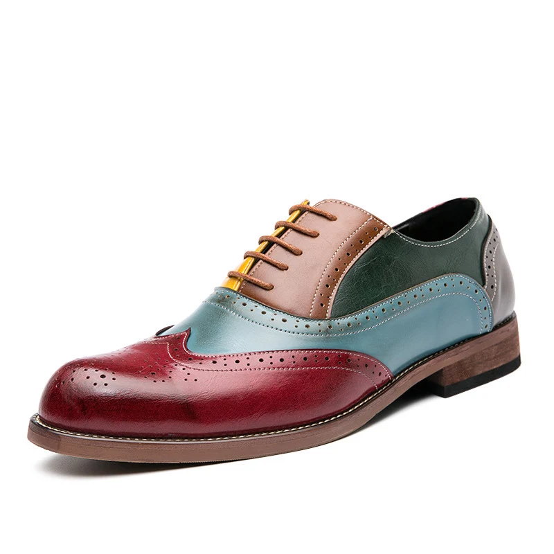 Herren handgefertigte Brogue-Lederschuhe mit mehrfarbiger Patina und perforierten Details Drune