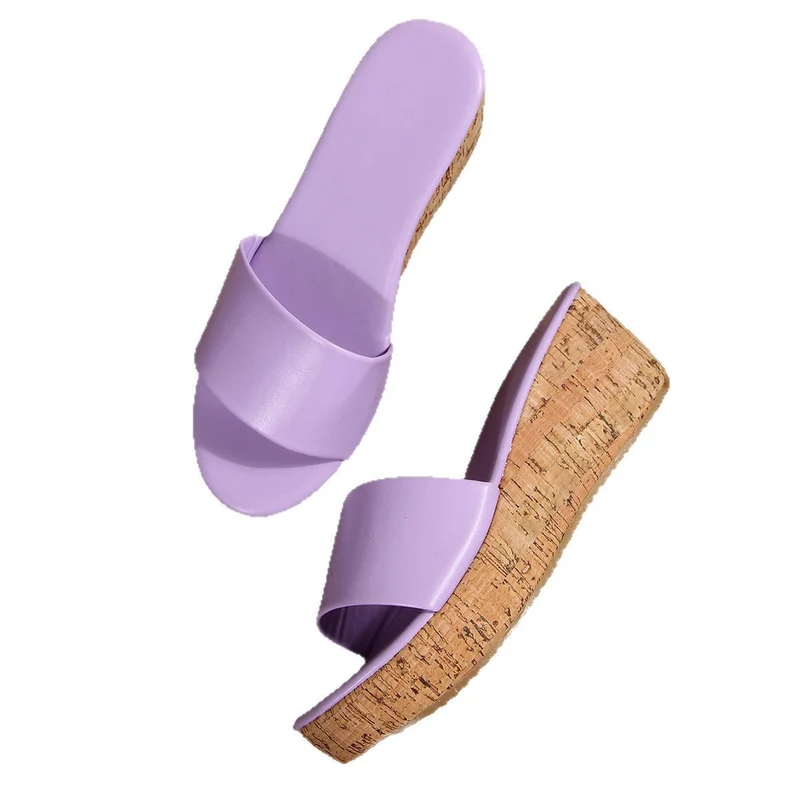 Damen Komfortable Wedge-Pantoletten mit breitem, verstellbarem Riemen Drune
