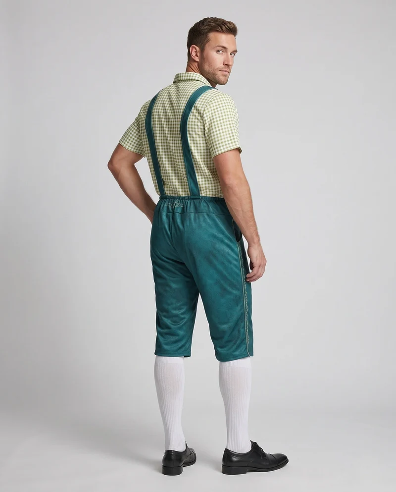 Herren Trachtenlederhose mit kunstvollen Verzierungen und verstellbaren Trägern Drune