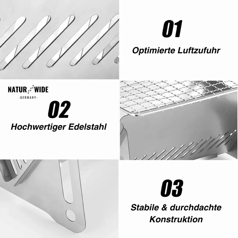 Klappbarer Edelstahl-BBQ-Grill