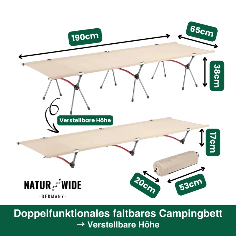 Naturwide Outdoor Feldbett – Ultraleicht & Faltbar