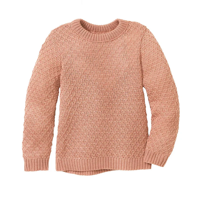 Pullover Aran aus Bio Wolle, rose | disana