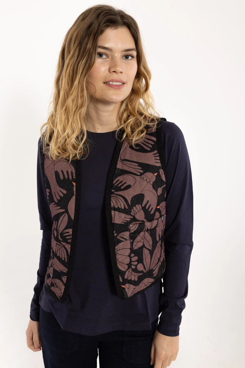 Daneblues Cord AOP Vest Dark Navy/Grey Plum BIRDIEUP
