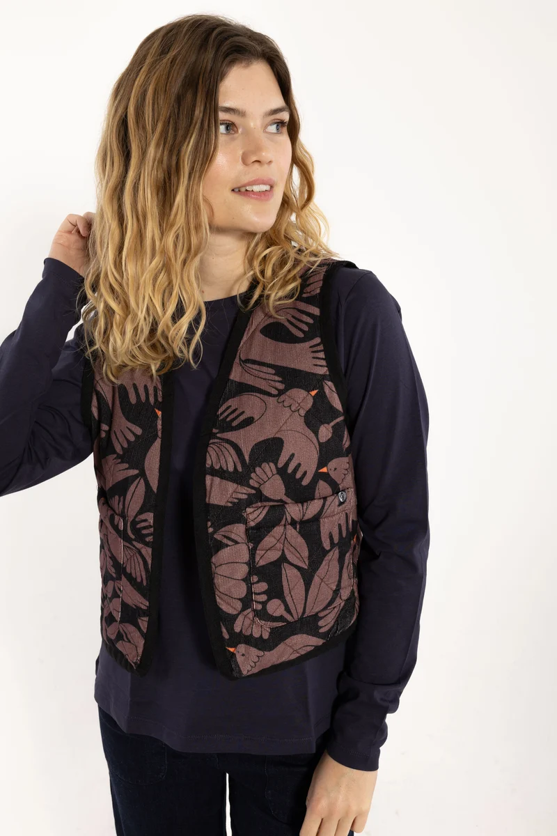 Daneblues Cord AOP Vest Dark Navy/Grey Plum BIRDIEUP