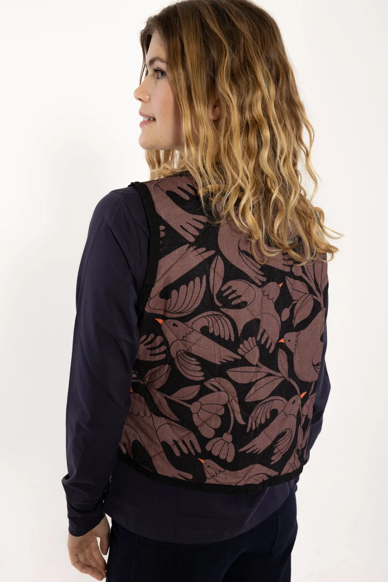 Daneblues Cord AOP Vest Dark Navy/Grey Plum BIRDIEUP