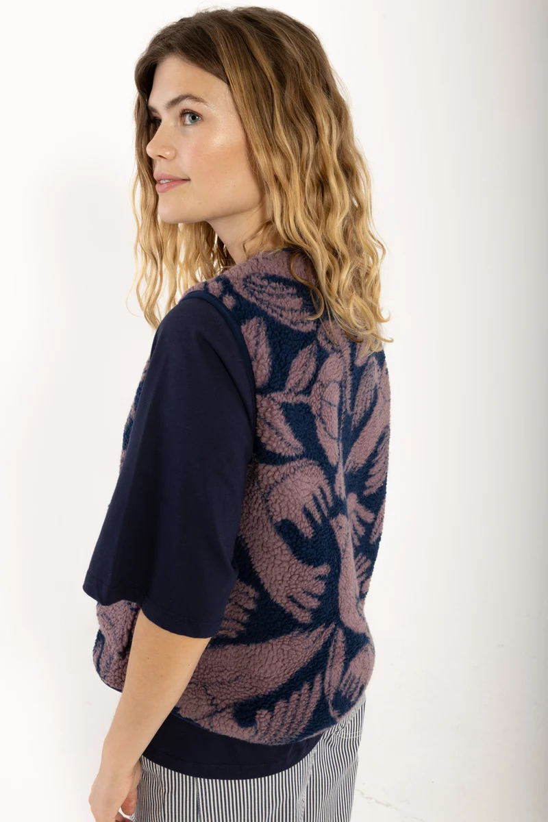 Daneblues Cord AOP Vest Dark Navy/Grey Plum BIRDIEUP