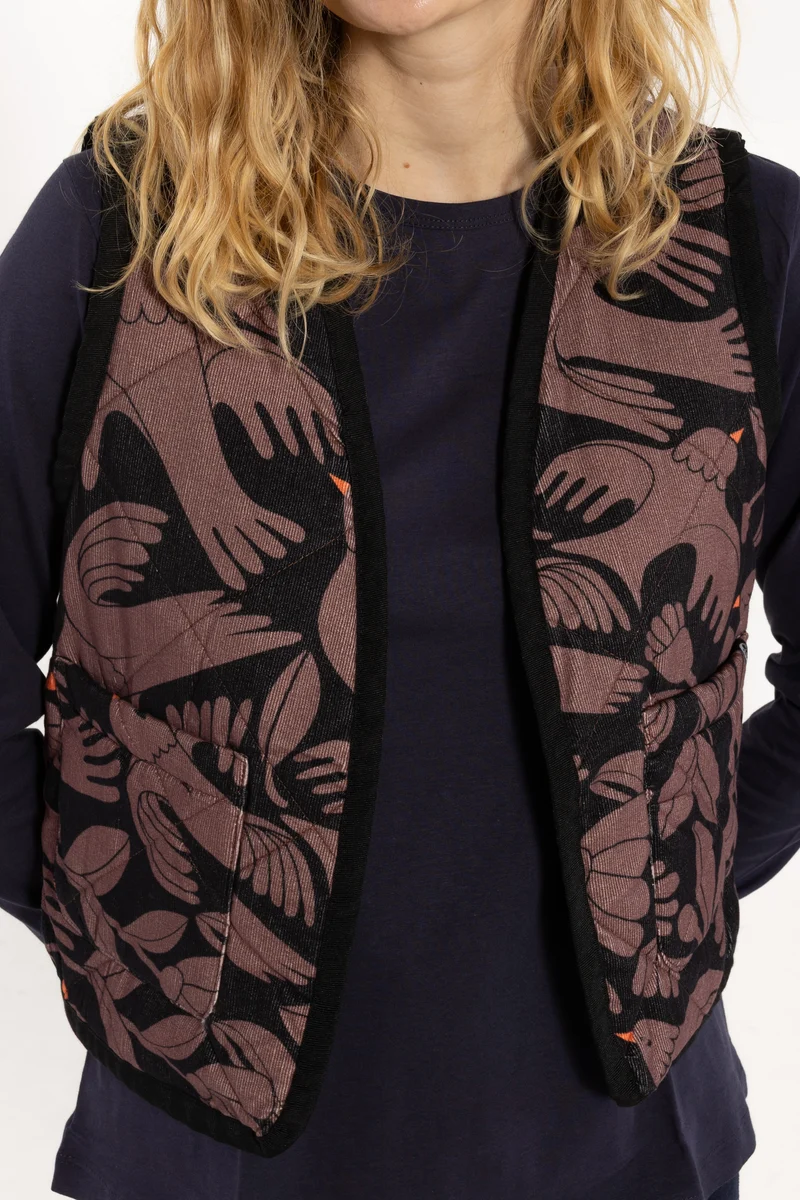 Daneblues Cord AOP Vest Dark Navy/Grey Plum BIRDIEUP