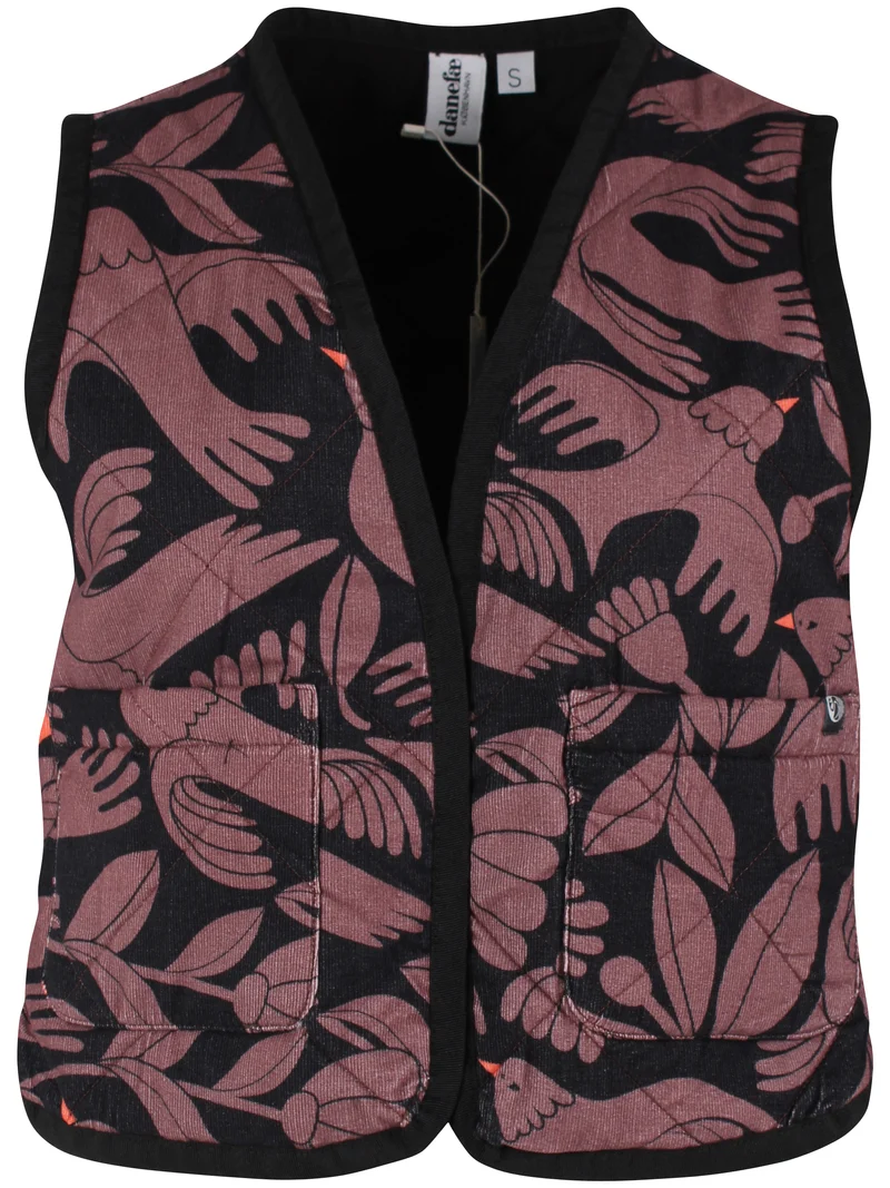 Daneblues Cord AOP Vest Dark Navy/Grey Plum BIRDIEUP