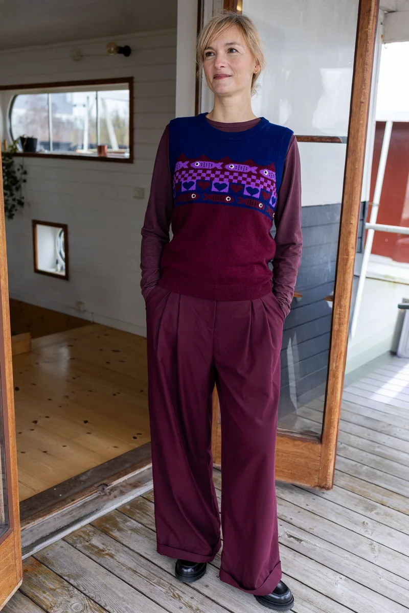 Danowl Smooth Viscose Pants Dark Wine