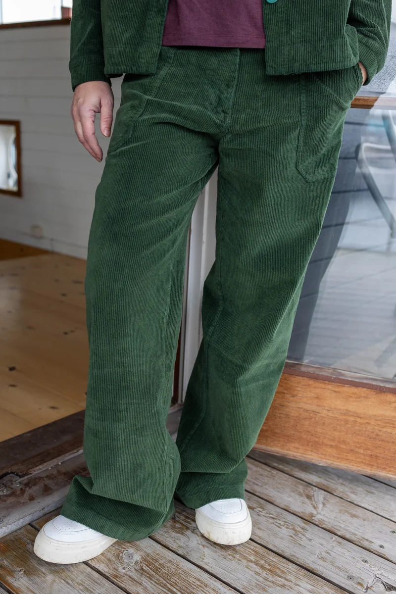 Daneworld Cord Stretch Pants Dark Forest