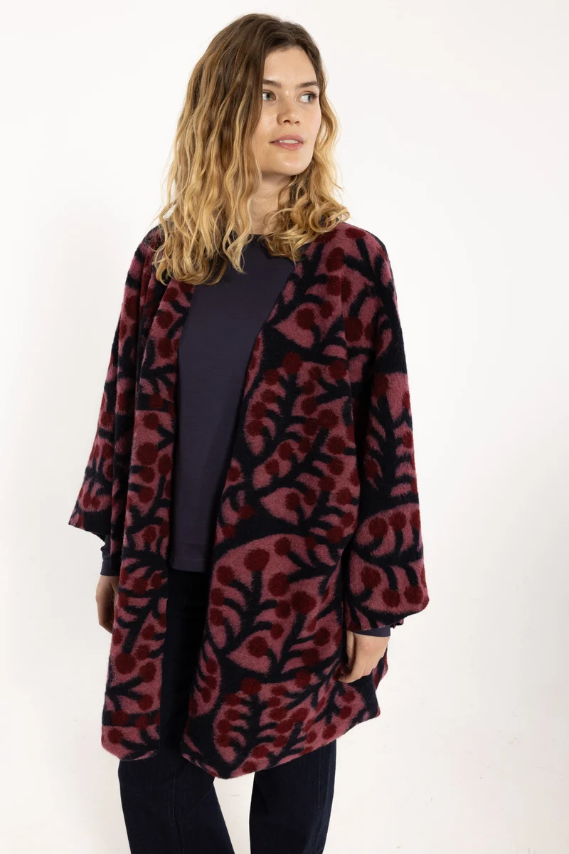 Danemodernism Wool AOP Jacket Soft Cherry MACRO MICRO JUMBO