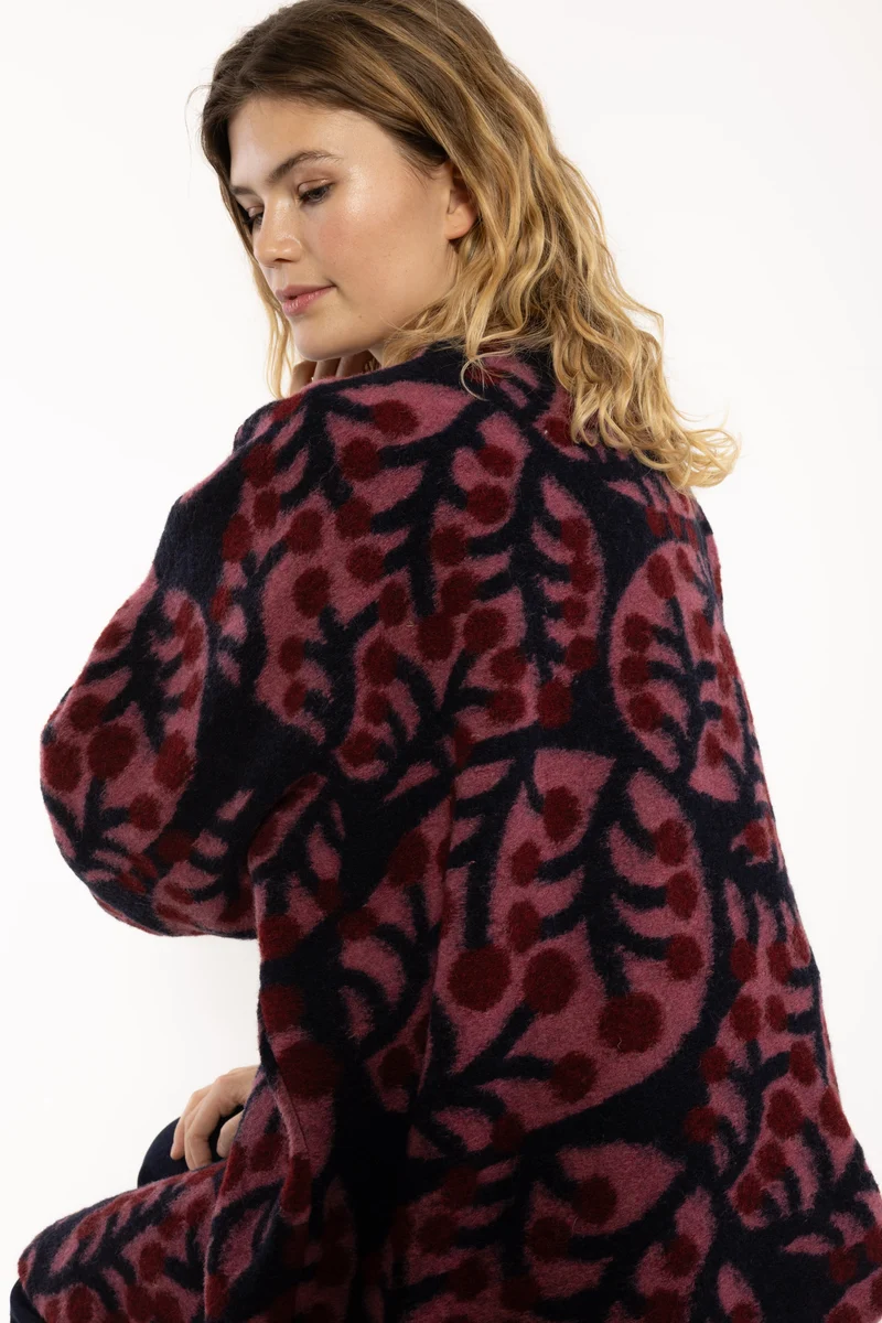Danemodernism Wool AOP Jacket Soft Cherry MACRO MICRO JUMBO