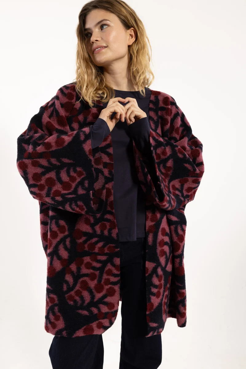Danemodernism Wool AOP Jacket Soft Cherry MACRO MICRO JUMBO