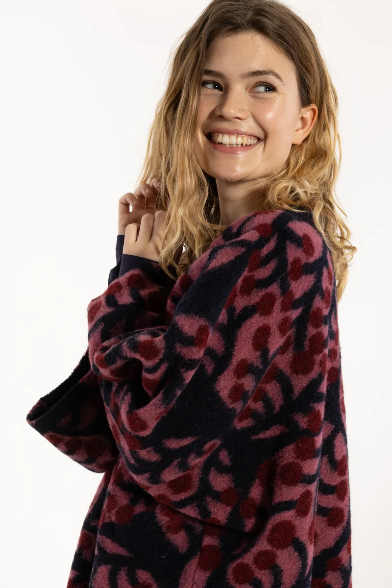 Danemodernism Wool AOP Jacket Soft Cherry MACRO MICRO JUMBO