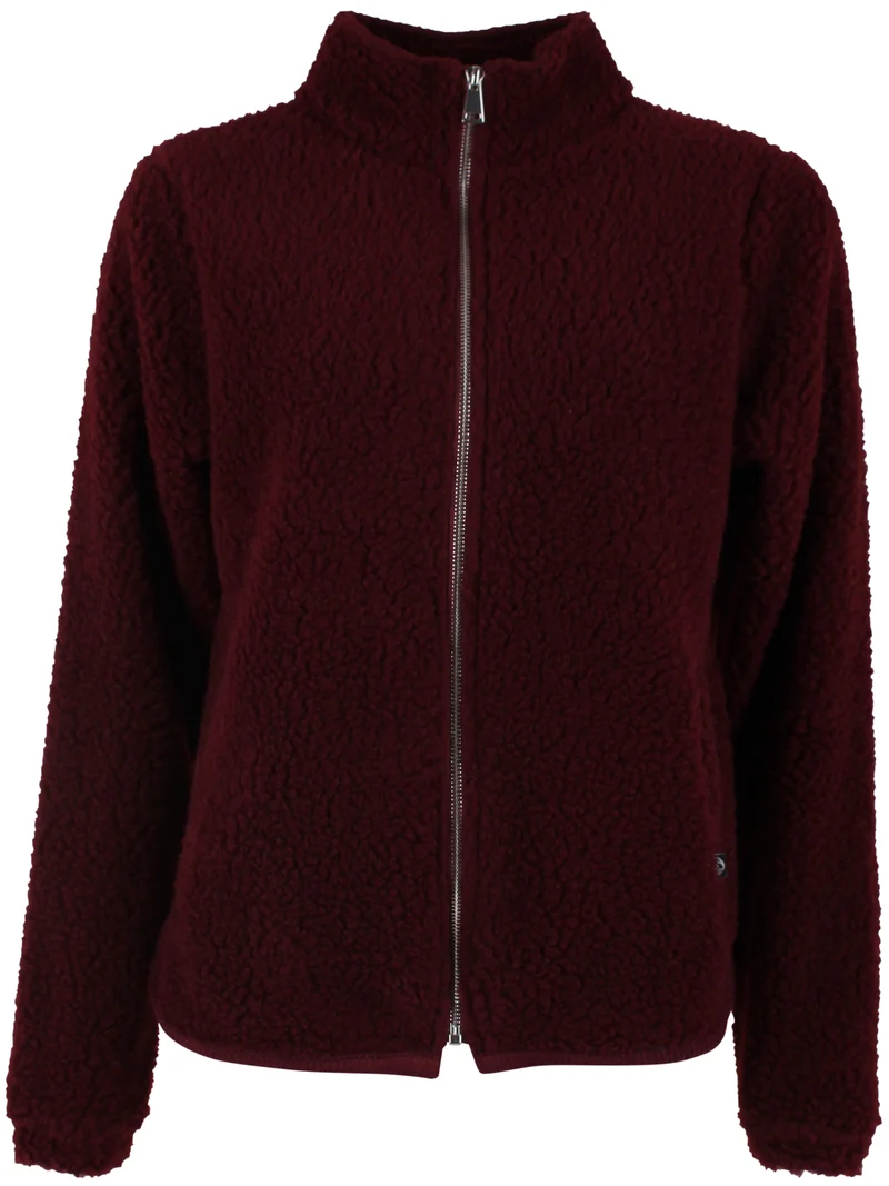 Danedada Fuzzy Wool Fleece Zip-Up Dark Wine
