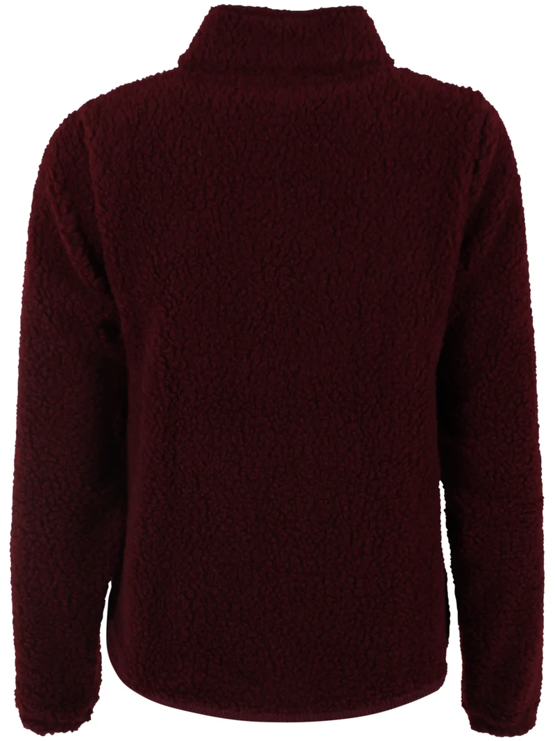 Danedada Fuzzy Wool Fleece Zip-Up Dark Wine