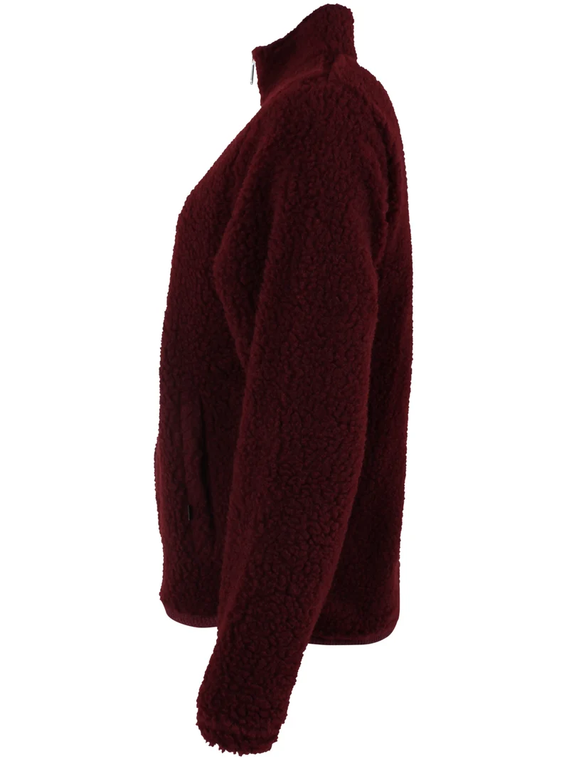 Danedada Fuzzy Wool Fleece Zip-Up Dark Wine