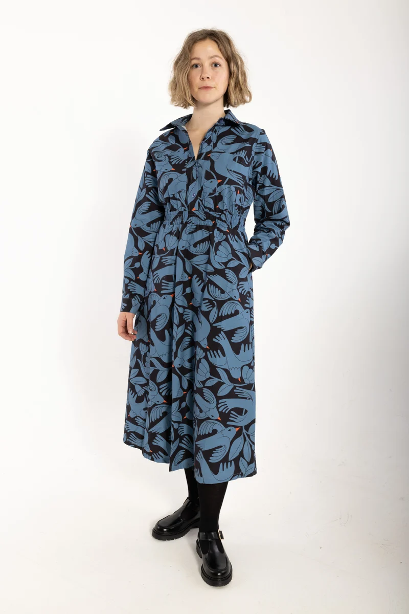 Danegrundtvig Poplin Stretch Dress Black/Porcelaine BIRDIEUP