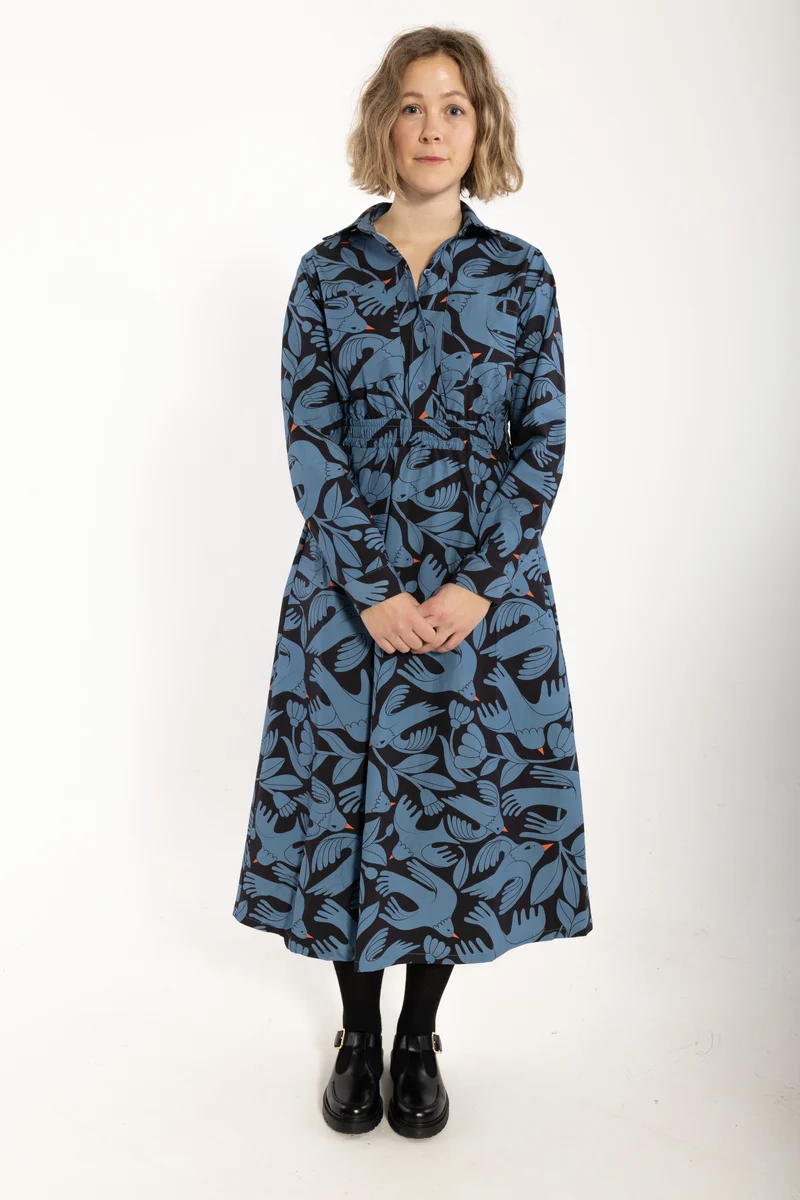 Danegrundtvig Poplin Stretch Dress Black/Porcelaine BIRDIEUP