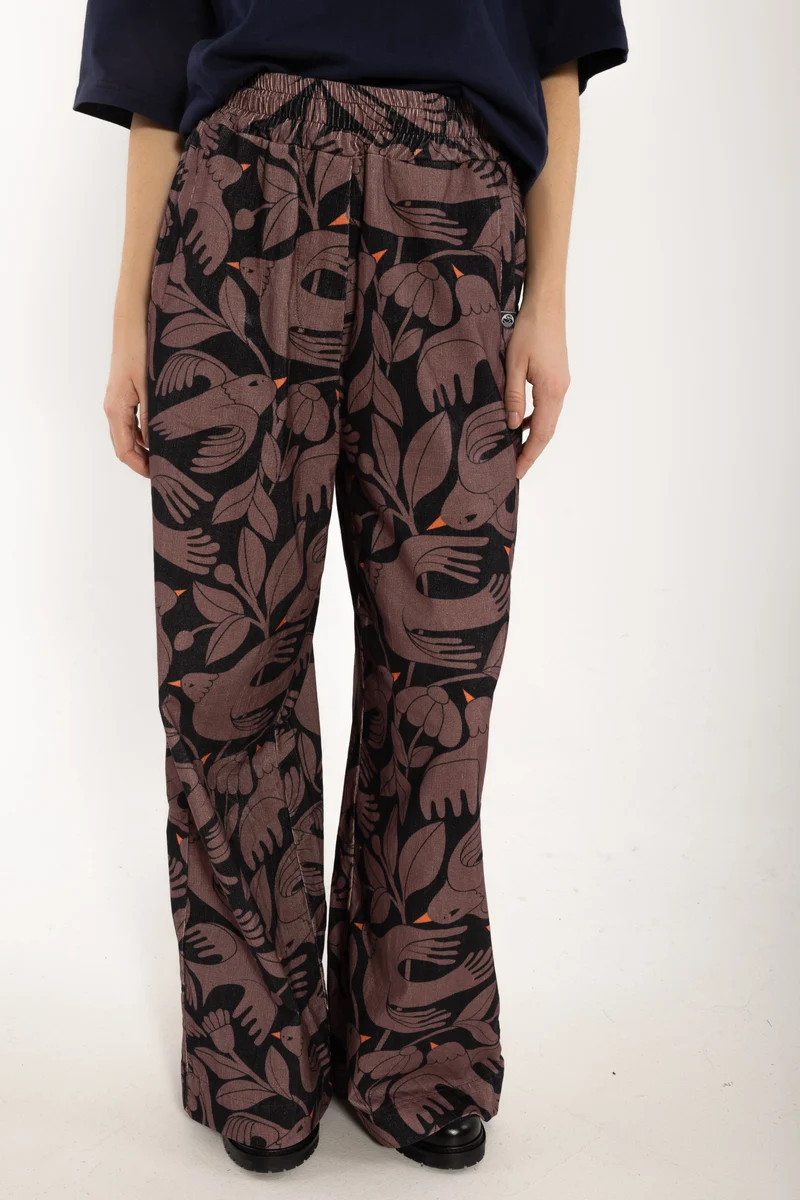 Dananchor Cord AOP Pants Dark Navy/Grey Plum BIRDIEUP