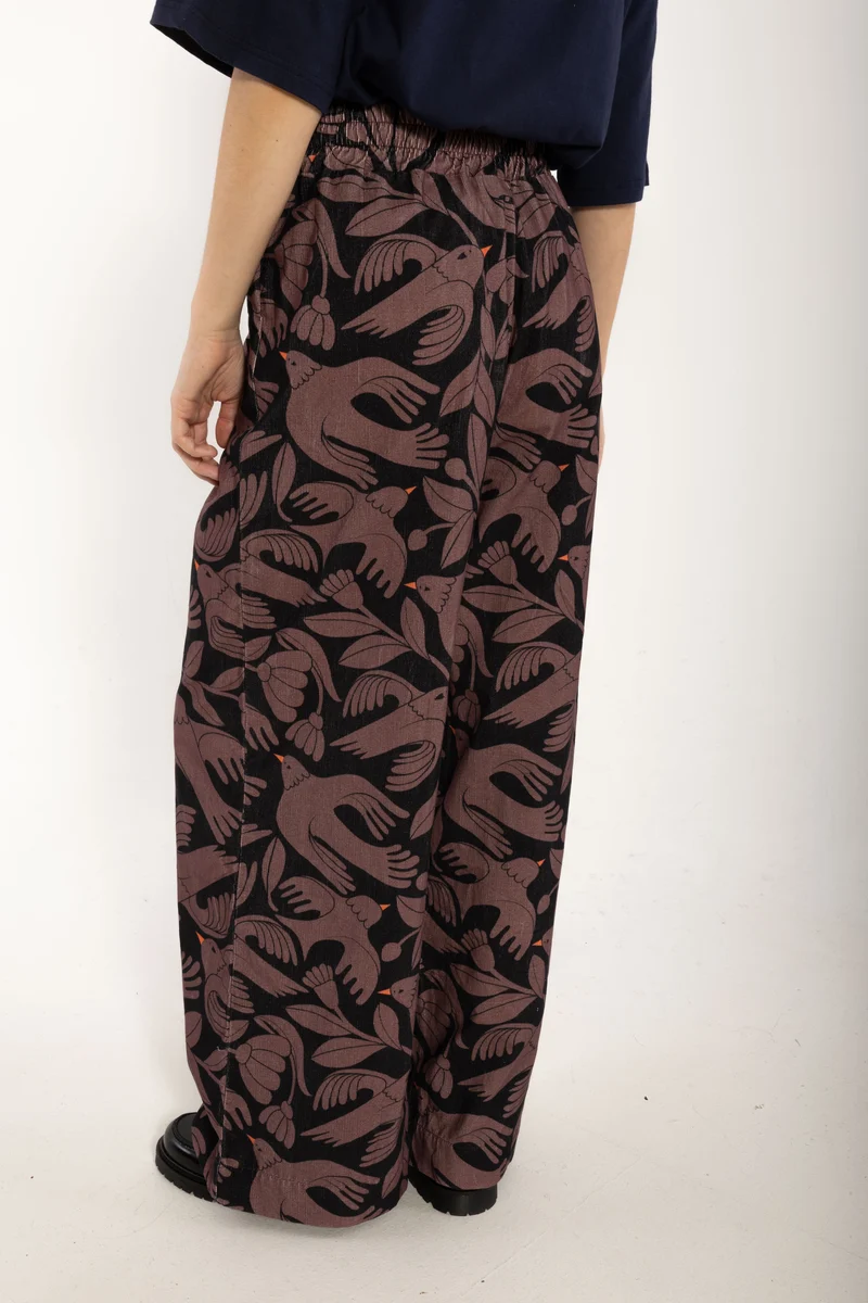 Dananchor Cord AOP Pants Dark Navy/Grey Plum BIRDIEUP