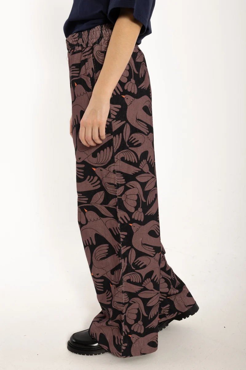 Dananchor Cord AOP Pants Dark Navy/Grey Plum BIRDIEUP