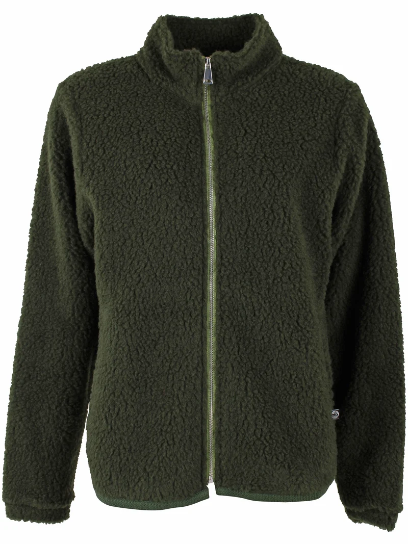 Danedada Fuzzy Wool Fleece Zip-Up Dark Army