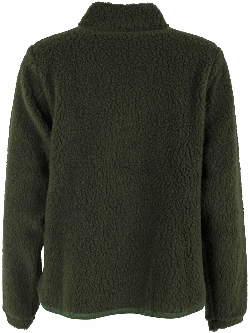 Danedada Fuzzy Wool Fleece Zip-Up Dark Army