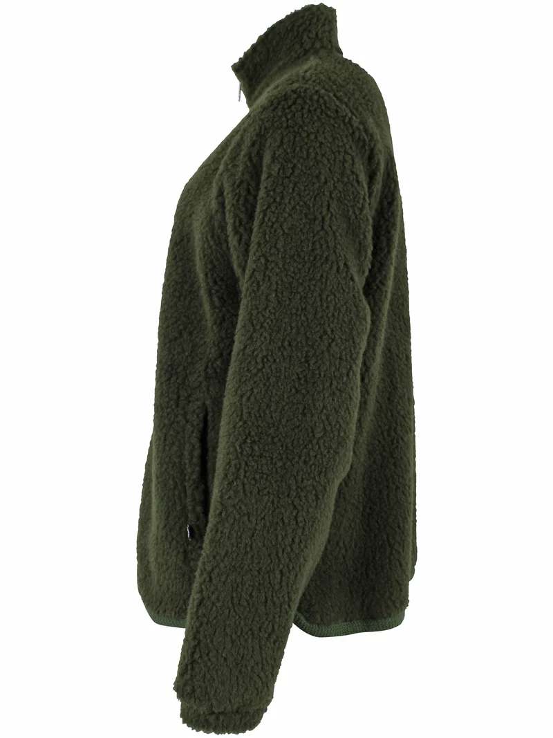 Danedada Fuzzy Wool Fleece Zip-Up Dark Army