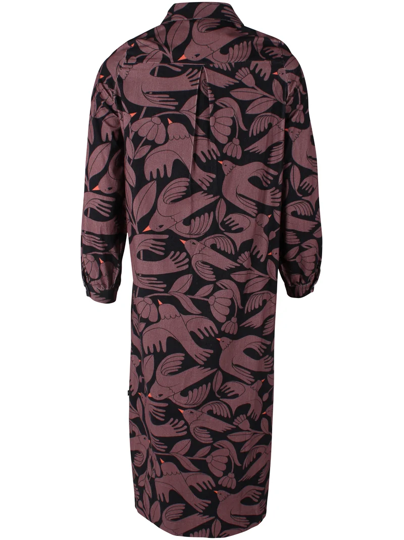 Danepippi Cord AOP Dress Dark Navy/Grey Plum BIRDIEUP