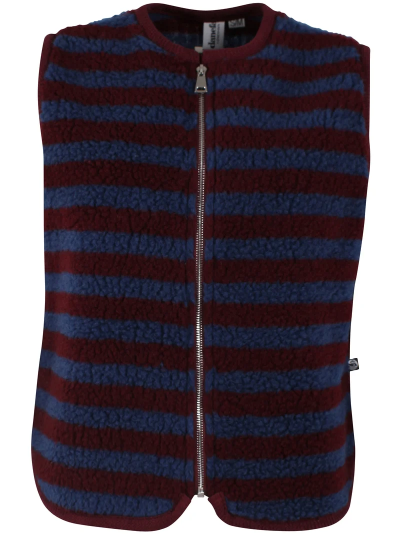 Danecubist Fuzzy Wool Stripe Fleece Vest Dark Wine/Porcelaine