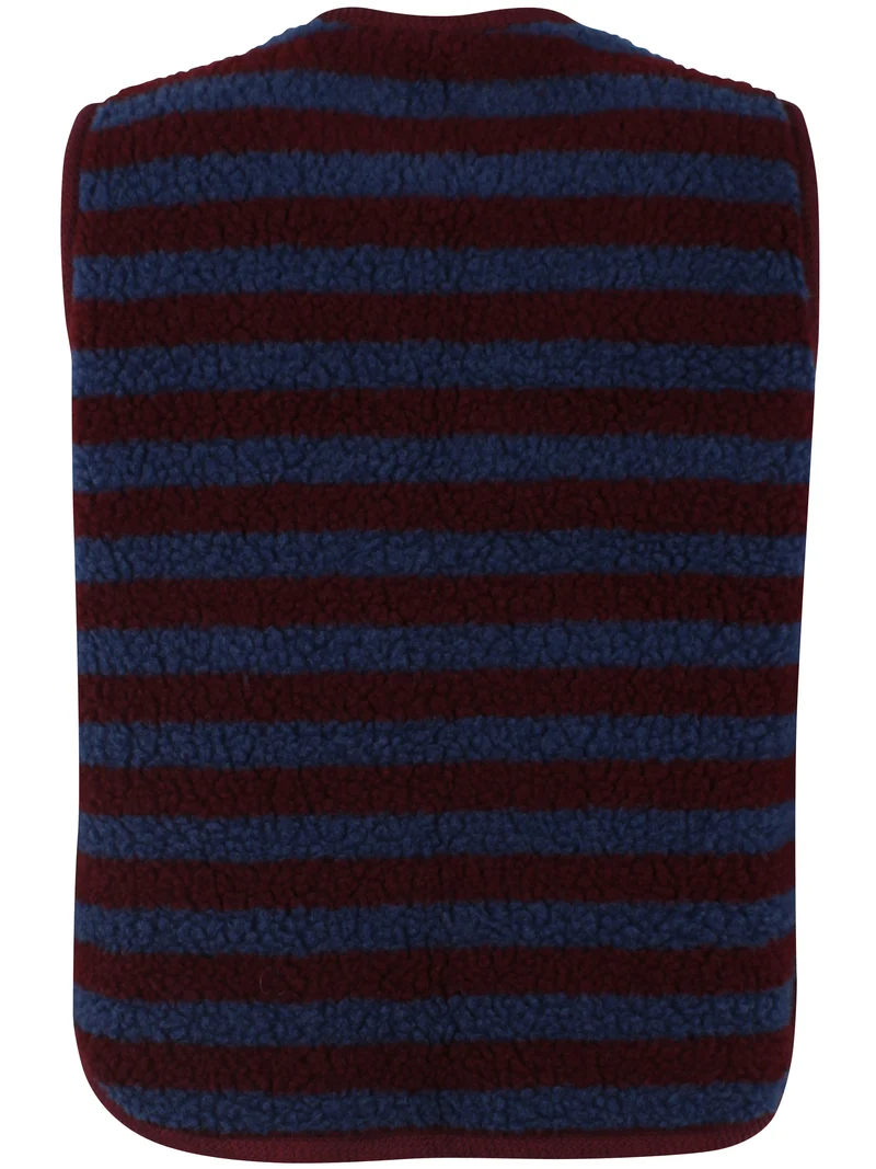 Danecubist Fuzzy Wool Stripe Fleece Vest Dark Wine/Porcelaine