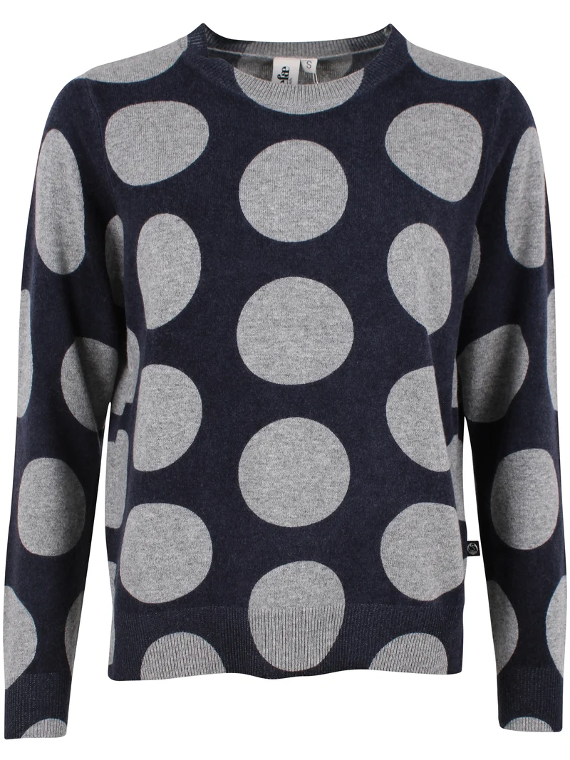 Daneletter Merino Wool AOP Sweater Dark Navy/Heather Grey MEGADOTS