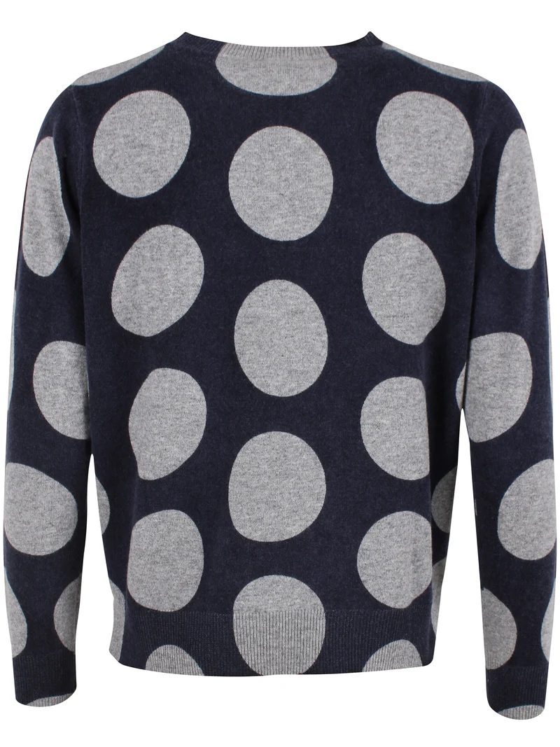 Daneletter Merino Wool AOP Sweater Dark Navy/Heather Grey MEGADOTS