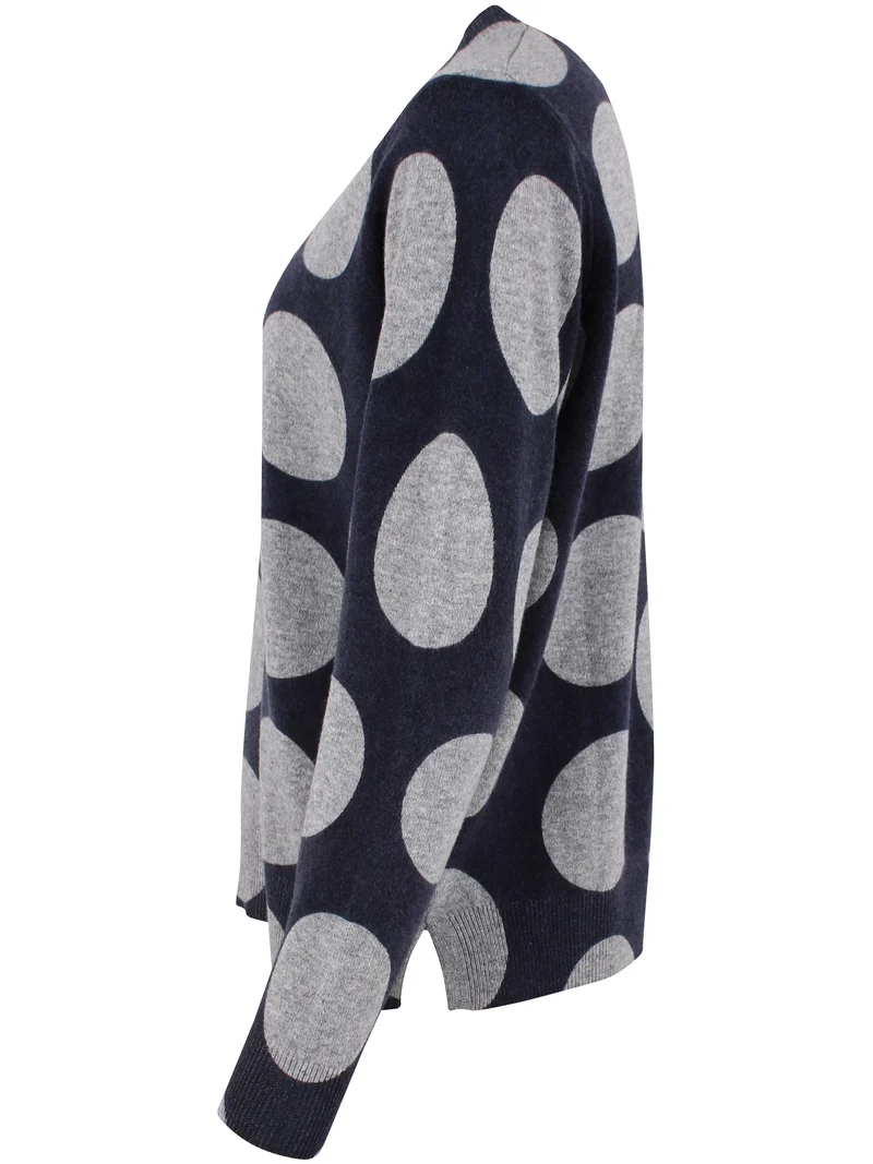 Daneletter Merino Wool AOP Sweater Dark Navy/Heather Grey MEGADOTS