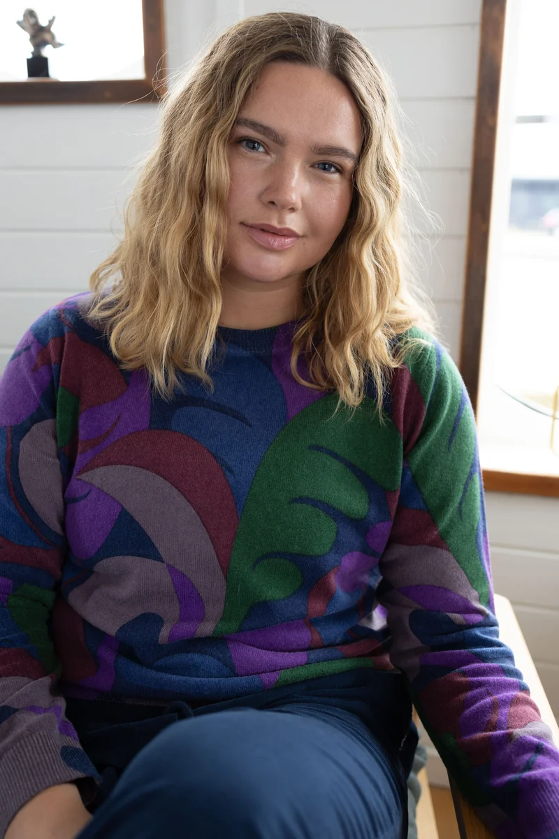 Danevibe Merino Wool AOP Sweater Deep Blue TROPS