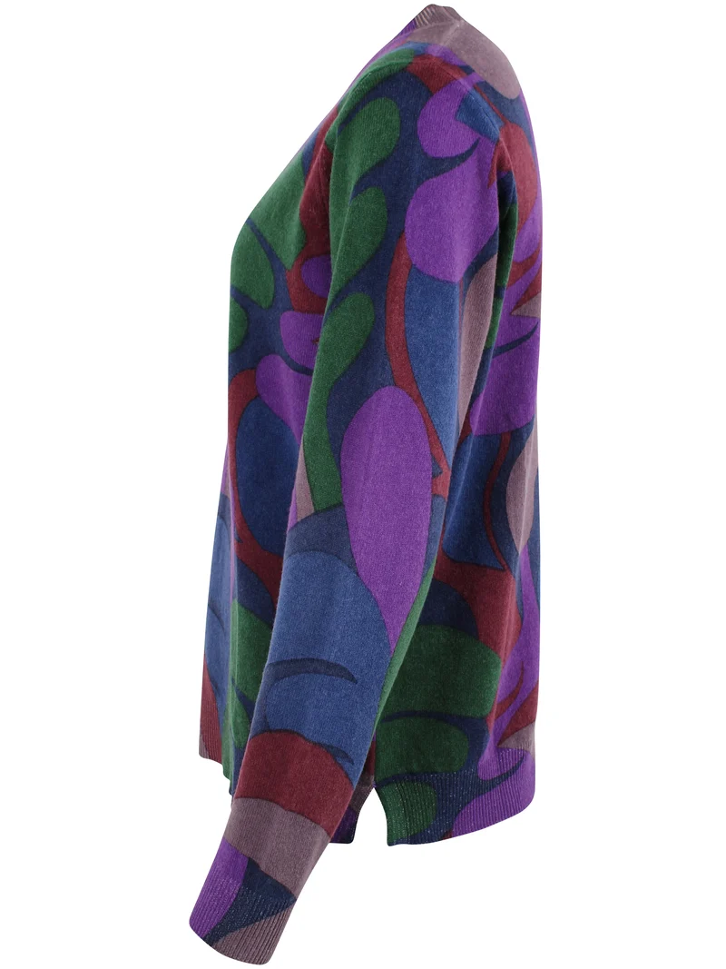 Danevibe Merino Wool AOP Sweater Deep Blue TROPS