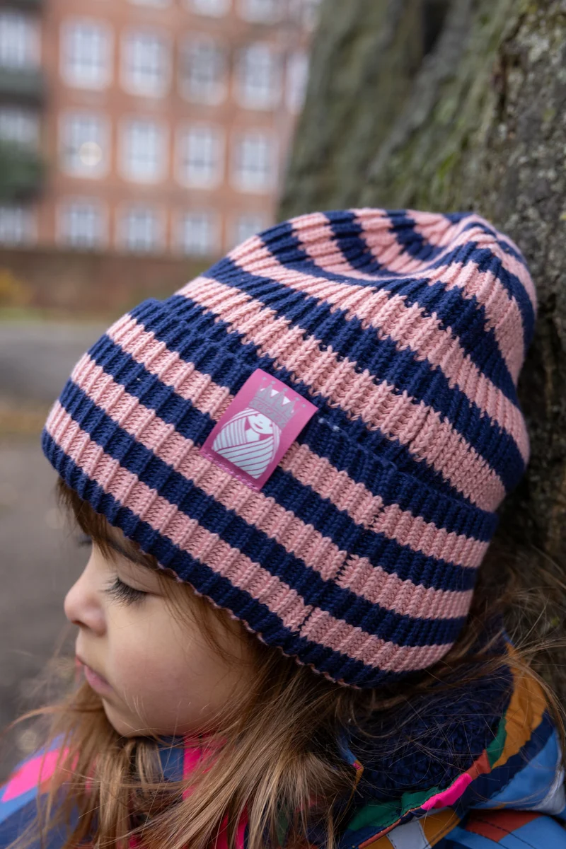 Daneby Cotton Beanie Dark Navy/Ancient Rose PRINSESSE