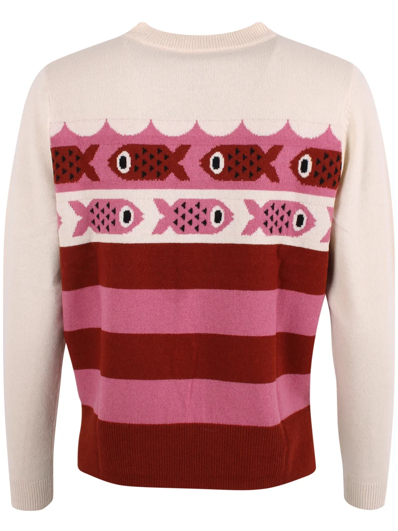 Danesong Merino Wool Sweater Light Beige/Chili/Berry Compote