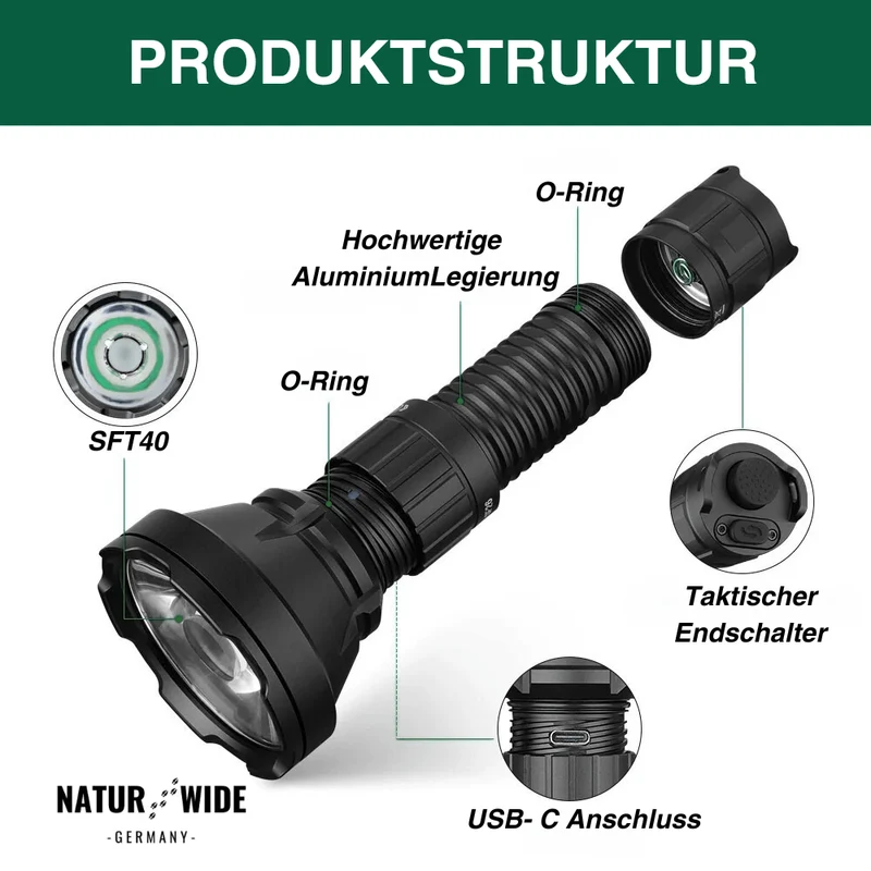 Superlampe – 2000LM Extremhelle Taschenlampe mit 964m Reichweite