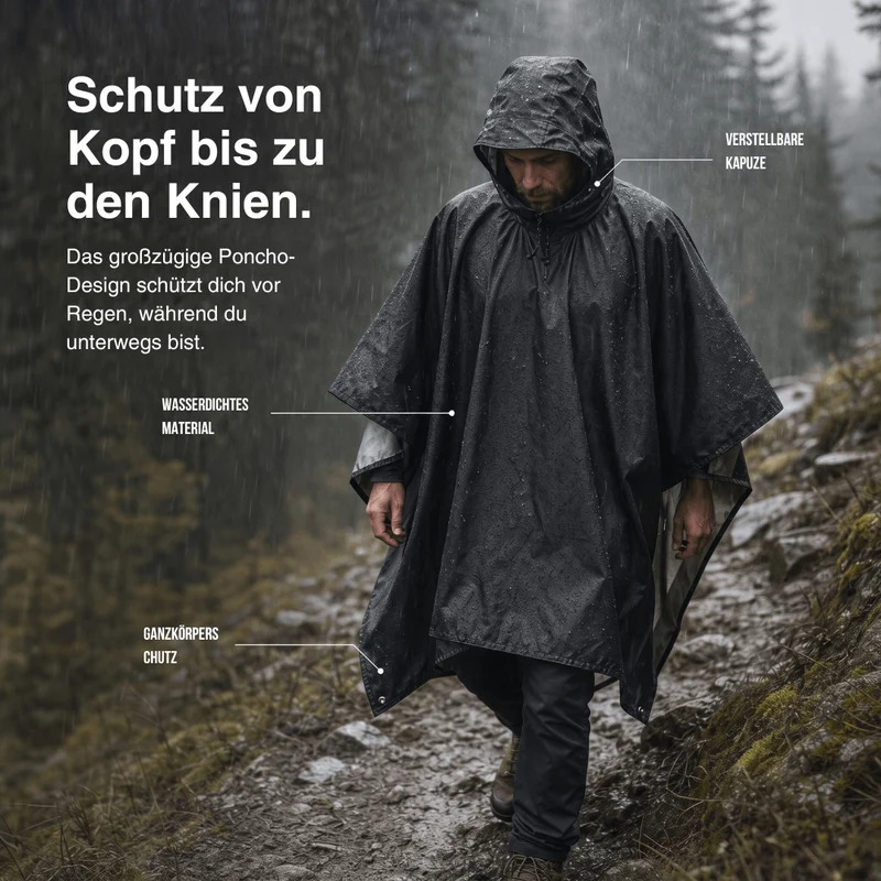 3 in 1 Regenponcho – Schutz für jede Wetterlage