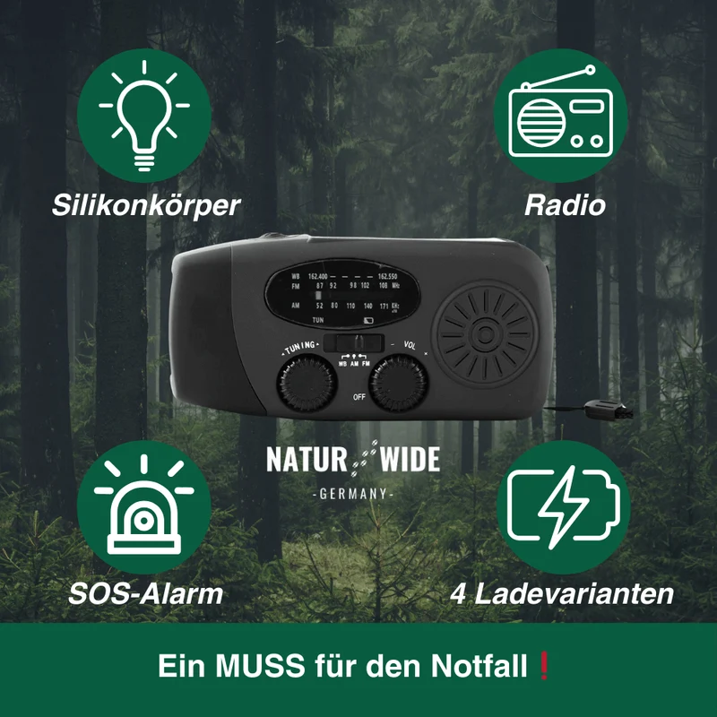 Notfall All in One Radio – Energie und Information in Blackout Notfällen