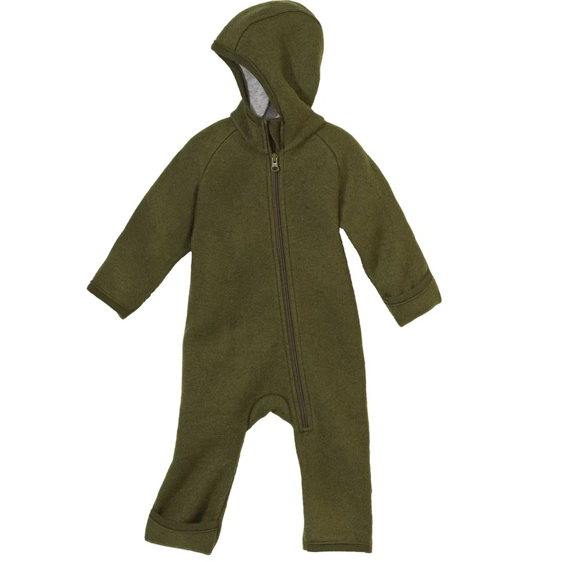 Wollwalk-Zipp-Overall mit Reißverschluss - oliv | disana