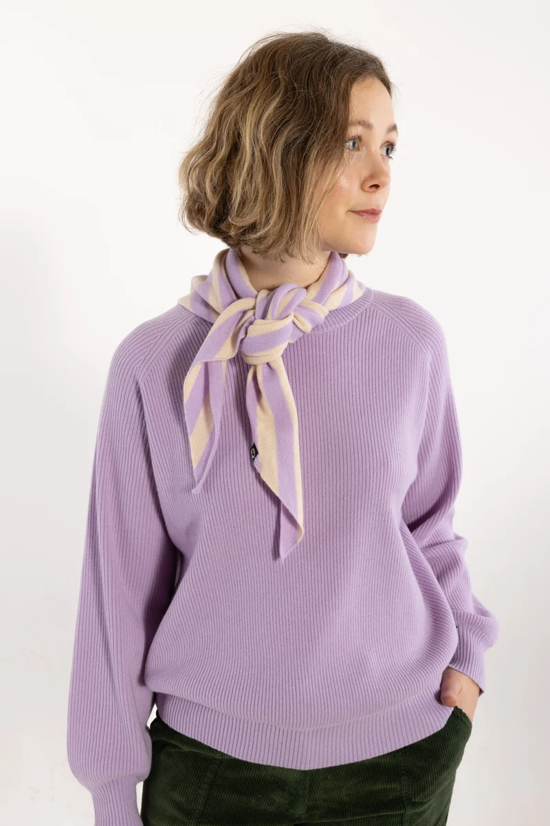 Danecharmer Merino Wool Scarf Ice Lilac/Light Beige
