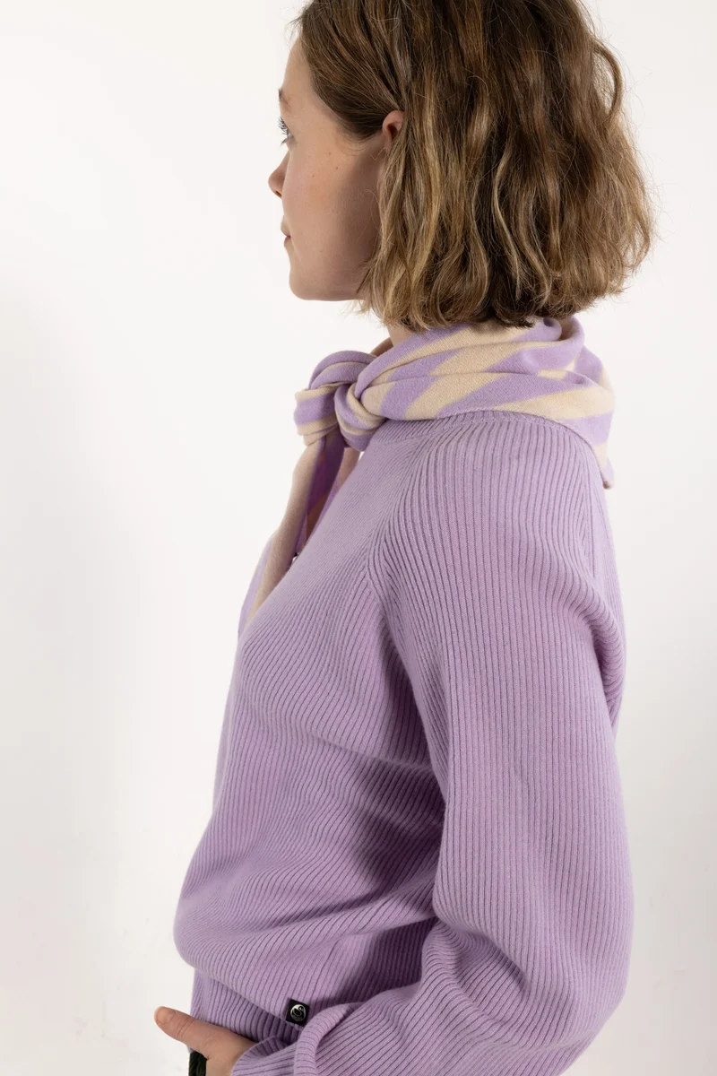Danecharmer Merino Wool Scarf Ice Lilac/Light Beige