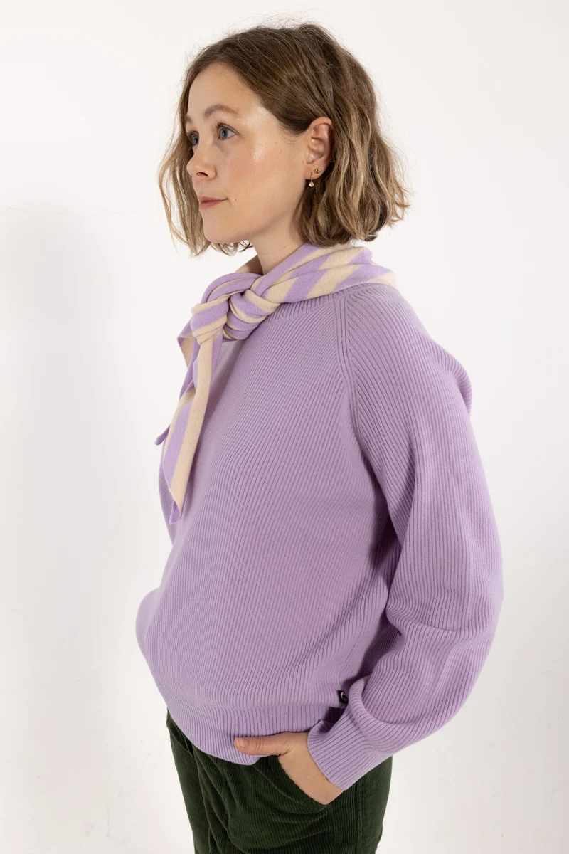 Danecharmer Merino Wool Scarf Ice Lilac/Light Beige