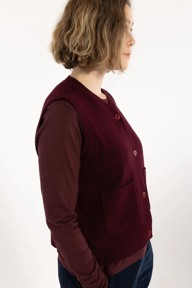 Danegentle Merino Wool Sweater Vest Dark Wine