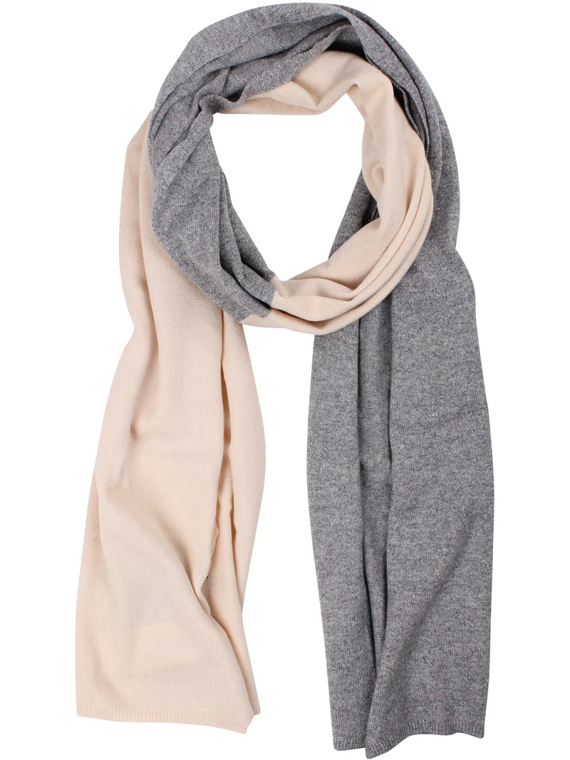 Danebundle-Up Merino Wool Glitter Scarf Light Beige/Heather Grey (Glitter)