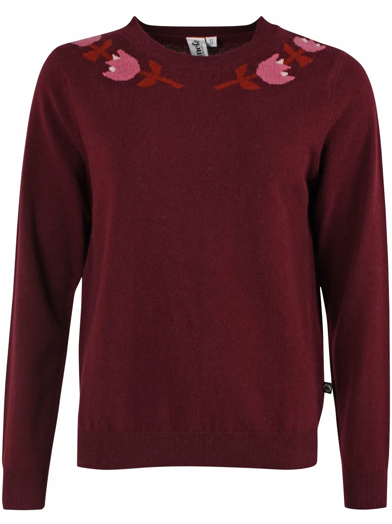 Danevibe Merino Wool Sweater Dark Wine FLOWER