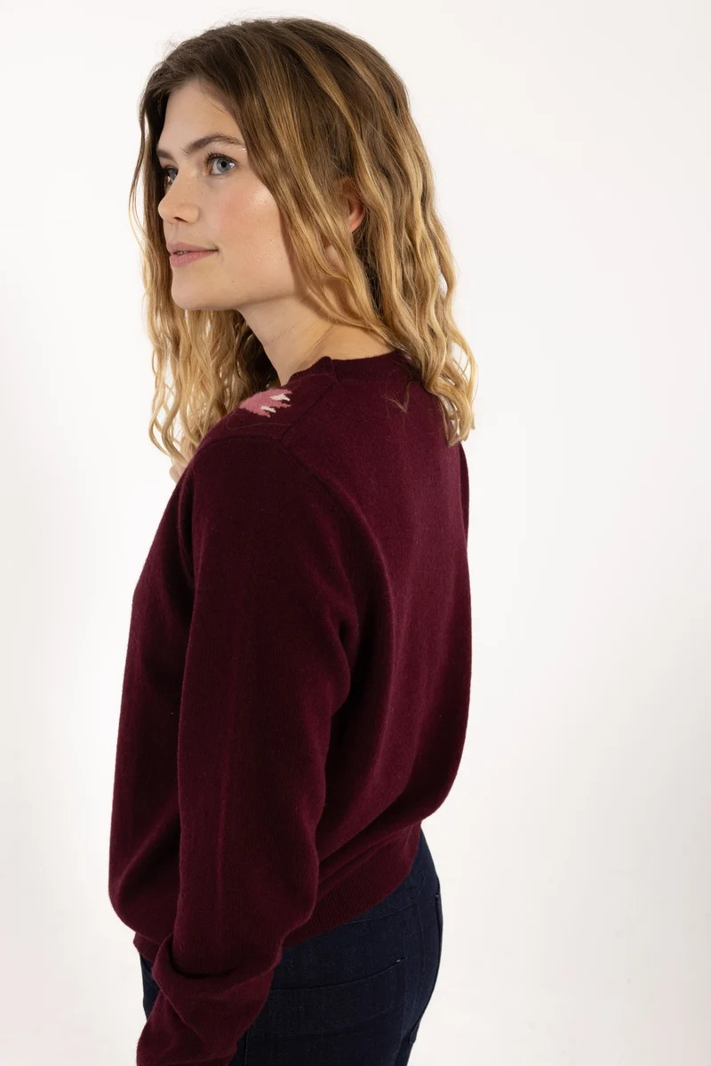 Danevibe Merino Wool Sweater Dark Wine FLOWER